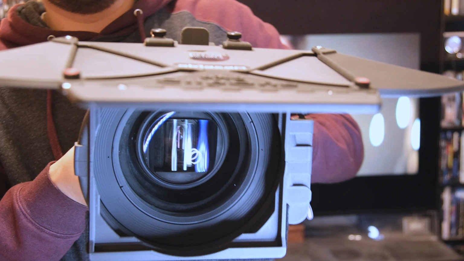 Abracam matte box on lens with colorful reflection